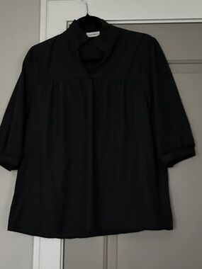 CheryBetty Black Gathered Bodice Top